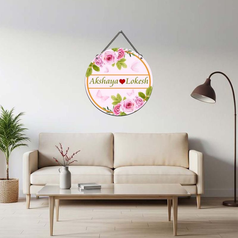 Personalized Couple Name Plate Decorative Rose Art for Bedroom & Living Room & Home Entrance  Couple Door Name Plate Gift For Birthday & Anniversary